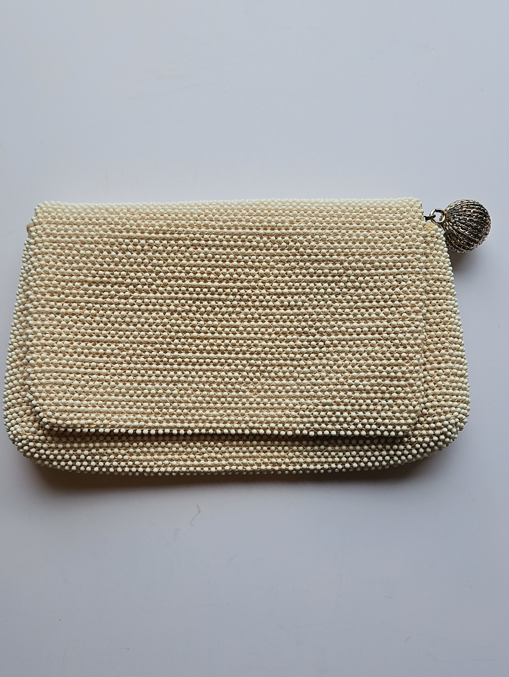 Vintage Beaded Cream Evening Clutch